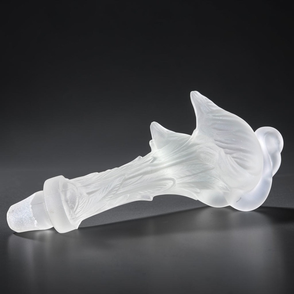 Frosted Glass Swan Decanter Stopper Replacement 8 Inch Sculpted Bird Motif